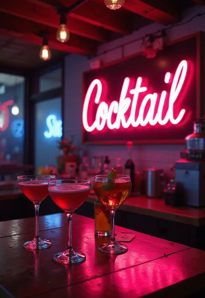 27 Stylish Bar Sign Wedding Designs for a Fun Celebration - 2. Chic Neon Cocktail Sign
