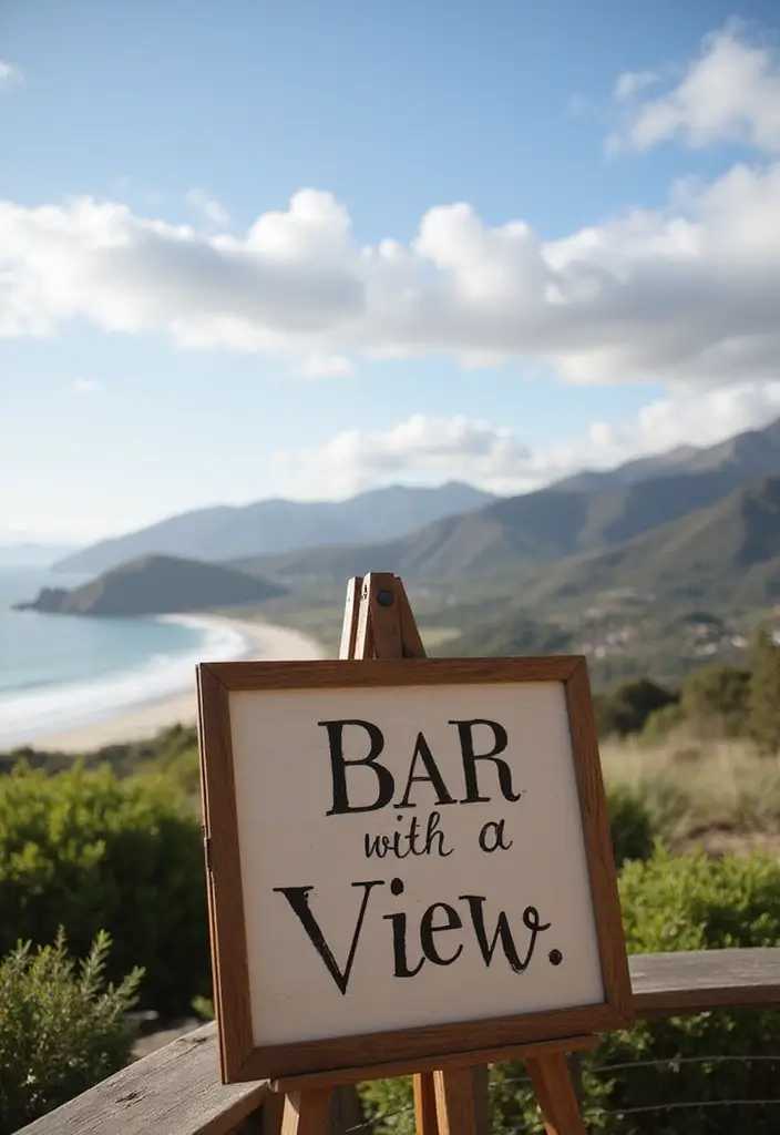 27 Stylish Bar Sign Wedding Designs for a Fun Celebration - 24. Bar with a View Sign