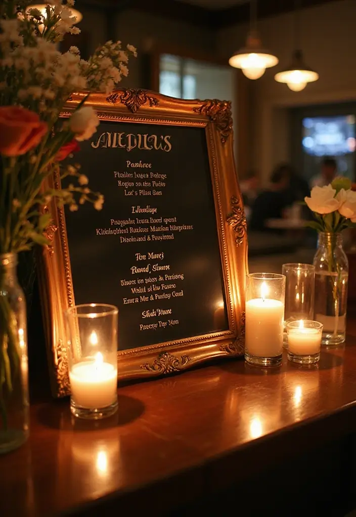27 Stylish Bar Sign Wedding Designs for a Fun Celebration - 4. Vintage Mirror Bar Sign