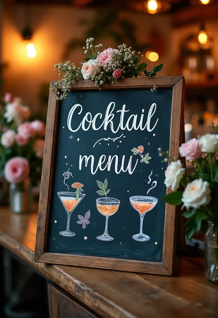 27 Stylish Bar Sign Wedding Designs for a Fun Celebration - 5. Personalized Chalkboard Sign