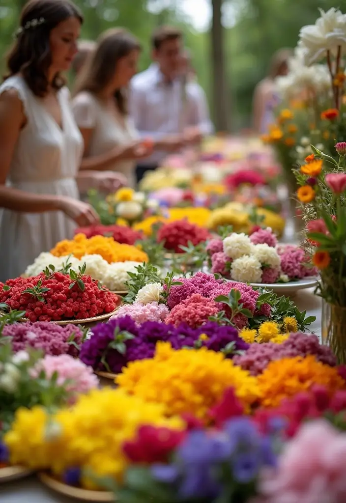 27 Unique Wedding Food Ideas to Stand Out and Wow Your Guests - 13. Edible Flower Station