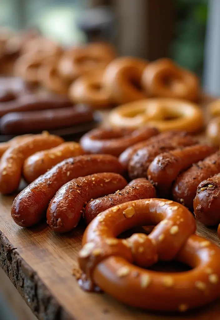 27 Unique Wedding Food Ideas to Stand Out and Wow Your Guests - 15. Unique Sausage and Pretzel Station
