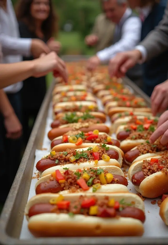 27 Unique Wedding Food Ideas to Stand Out and Wow Your Guests - 18. Unique Hot Dog Bar