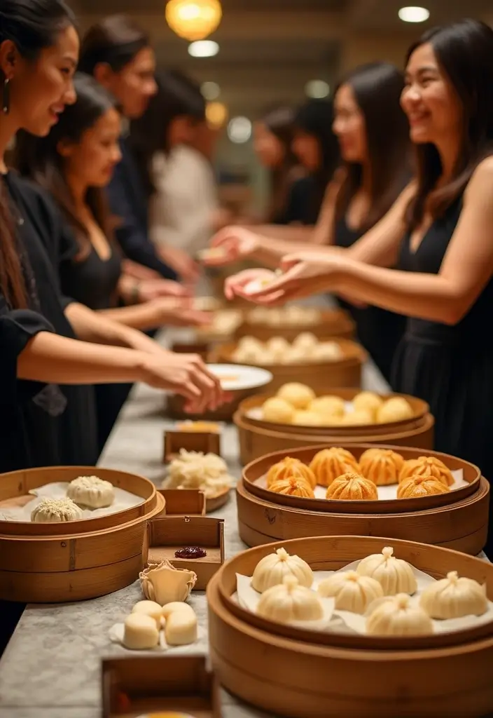 27 Unique Wedding Food Ideas to Stand Out and Wow Your Guests - 26. Unique Dim Sum Station