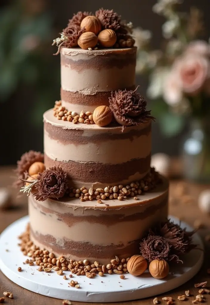28 Delicious Wedding Cake Inspiration to Sweeten Your Big Day - 12. Mocha Hazelnut Cake