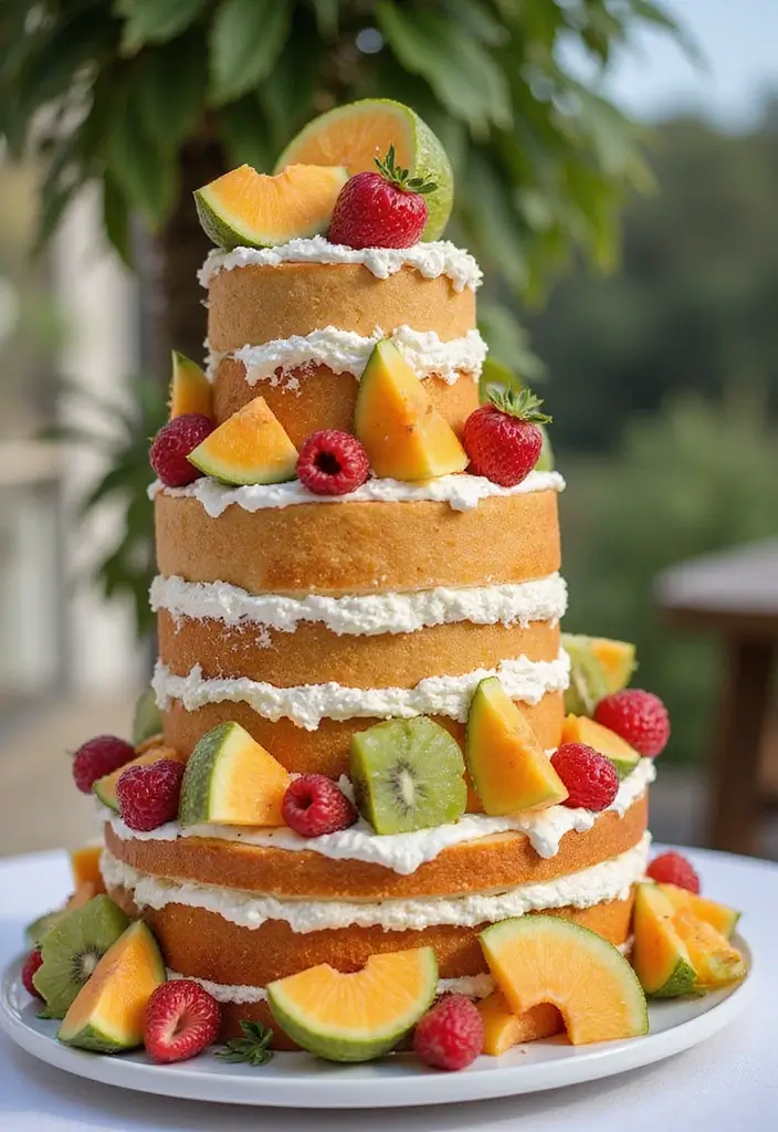 28 Delicious Wedding Cake Inspiration to Sweeten Your Big Day - 19. Tropical Fruit Cake
