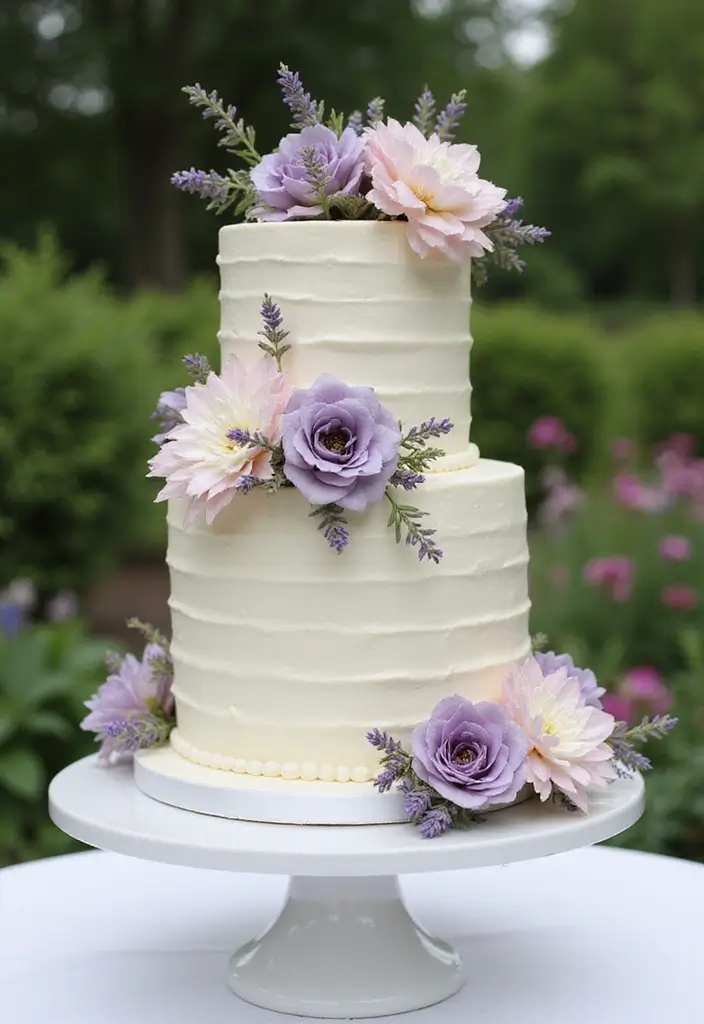 28 Delicious Wedding Cake Inspiration to Sweeten Your Big Day - 20. Vanilla Bean and Lavender Cake