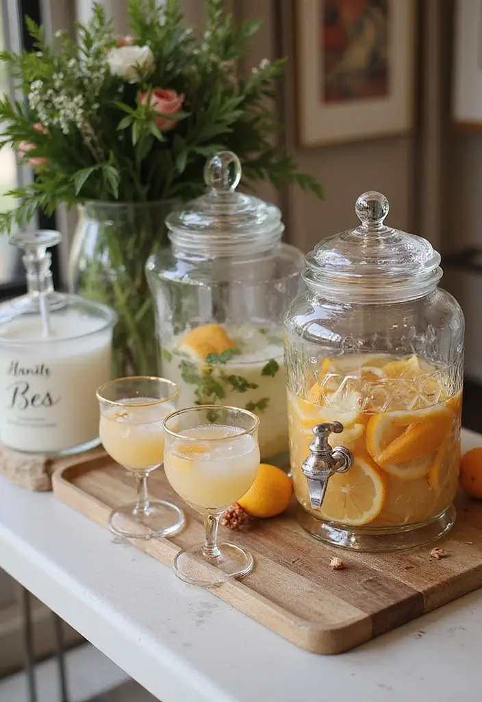 28 Elegant 25th Wedding Anniversary Decorations to Inspire You - 11. Elegant Beverage Stations