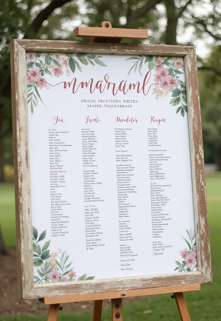 28 Elegant 25th Wedding Anniversary Decorations to Inspire You - 14. Creative Seating Charts