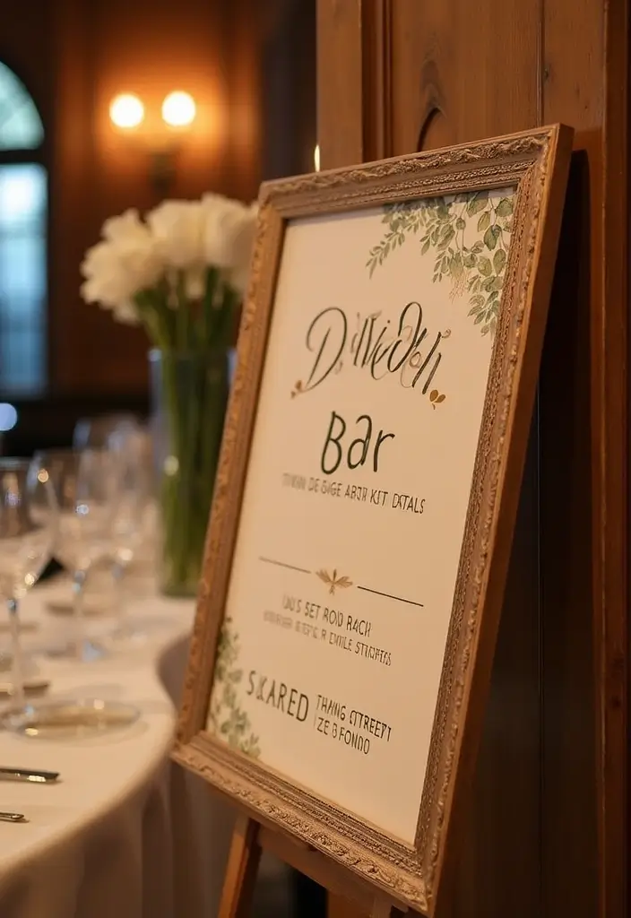 28 Elegant 25th Wedding Anniversary Decorations to Inspire You - 16. Custom Signage