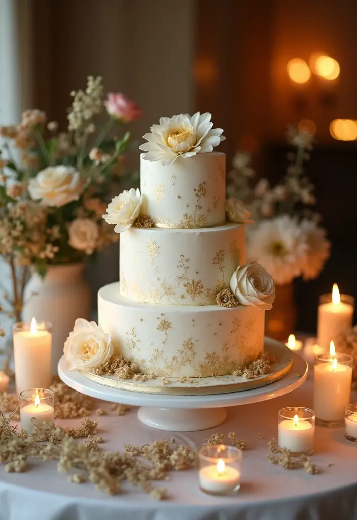 28 Elegant 25th Wedding Anniversary Decorations to Inspire You - 3. Elegant Cake Table Decor