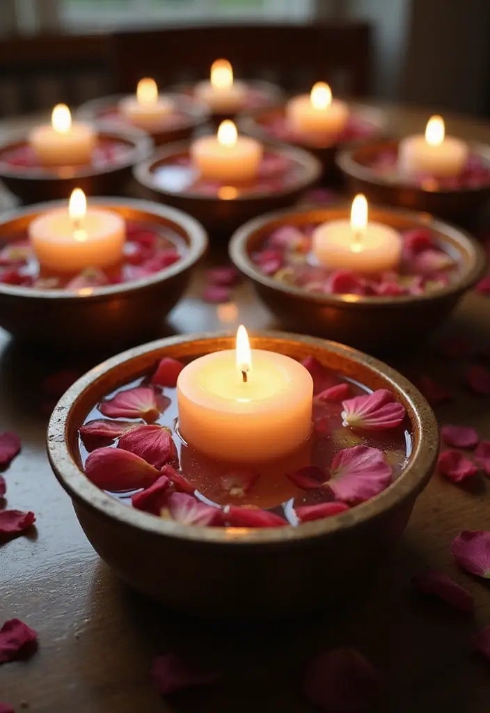 28 Elegant 25th Wedding Anniversary Decorations to Inspire You - 6. Floating Candle Arrangements