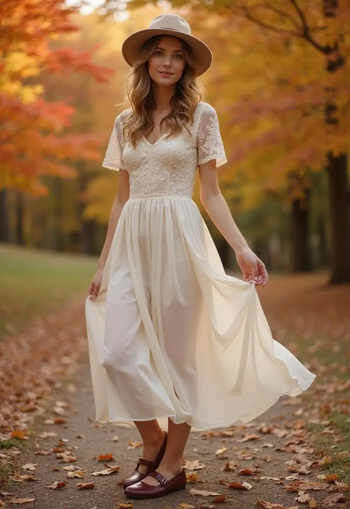 28 Fashionable Wedding Guest Outfit Inspiration for Every Season - 12. Vintage Flair for Autumn Festivities