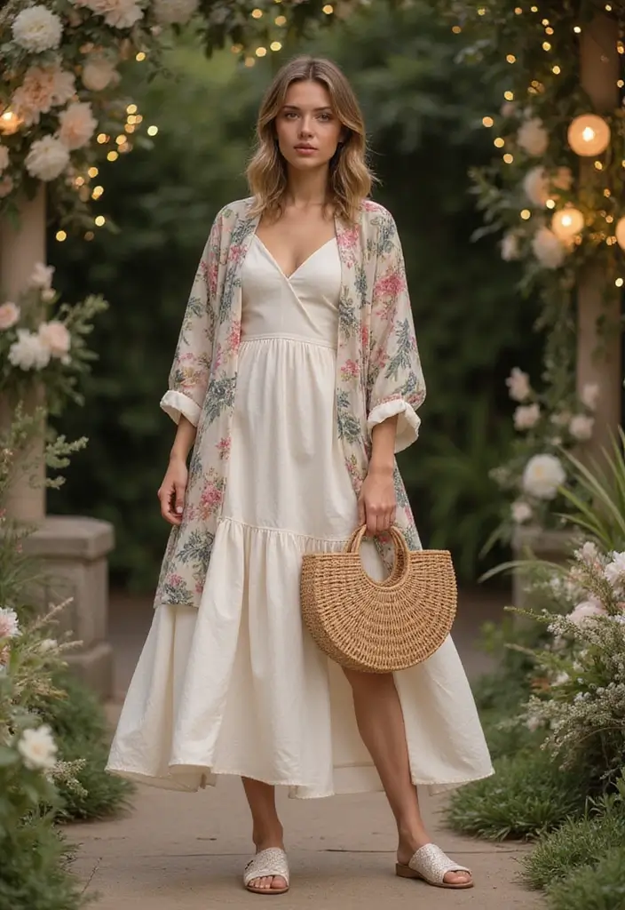 28 Fashionable Wedding Guest Outfit Inspiration for Every Season - 6. Textured Layers for Summer Nights