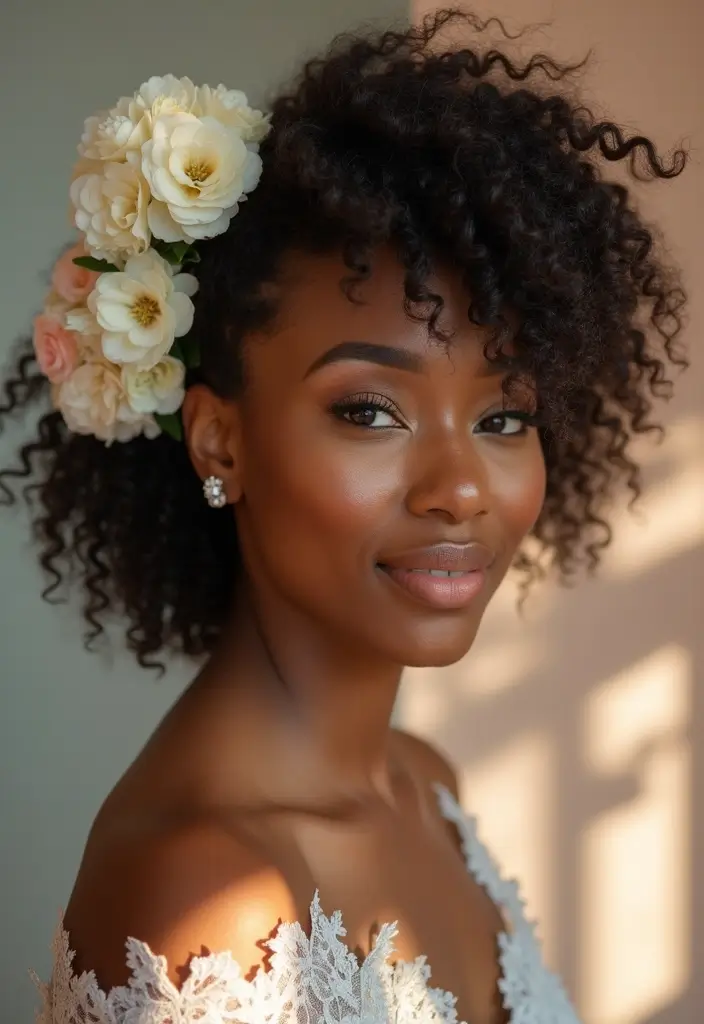 28 Gorgeous Afro Wedding Hairstyles to Celebrate Your Natural Beauty - 4. Half-Up, Half-Down Afro