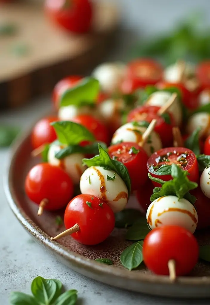 28 Perfect Wedding Cocktail Hour Food Suggestions for a Memorable Start - 1. Mini Caprese Skewers