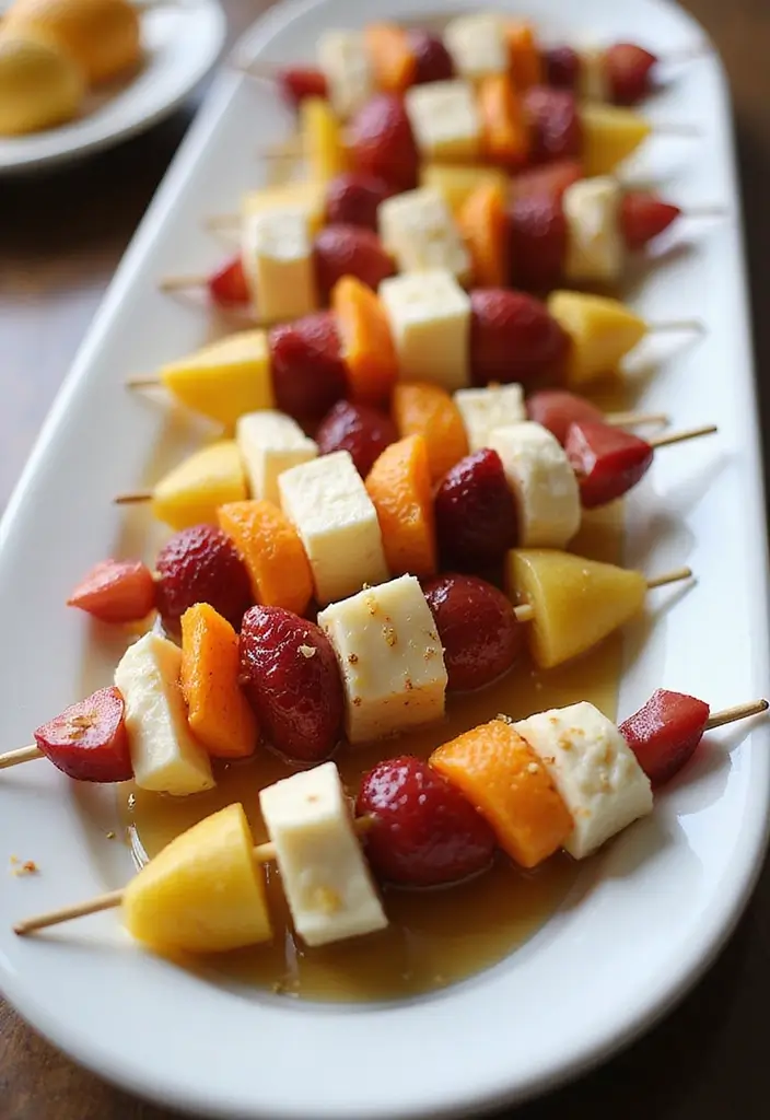 28 Perfect Wedding Cocktail Hour Food Suggestions for a Memorable Start - 28. Fruit and Cheese Kabobs