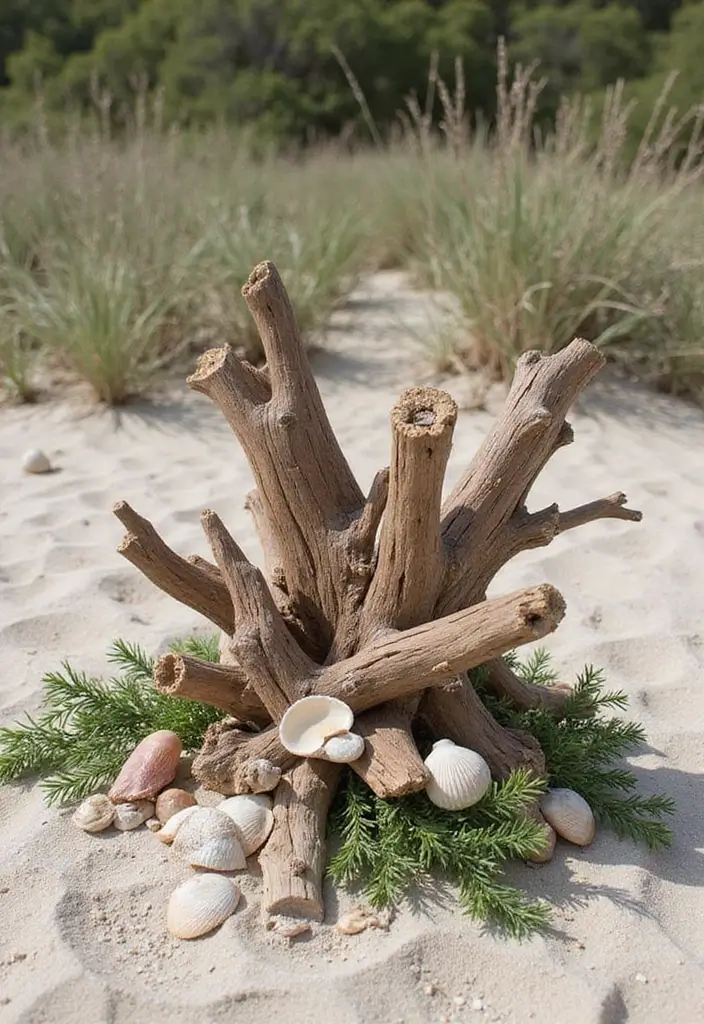 28 Refreshing Beach Wedding Inspiration for a Dreamy Seaside Celebration - 1. Driftwood Decorations