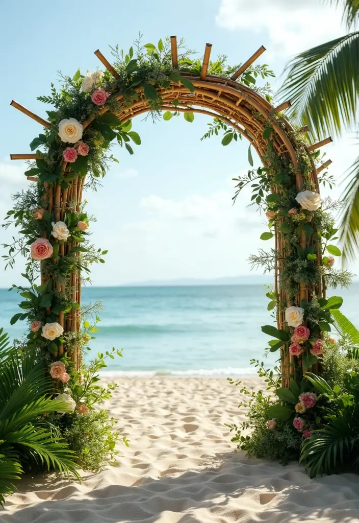 28 Refreshing Beach Wedding Inspiration for a Dreamy Seaside Celebration - 10. Eco-Friendly Ceremony Arches
