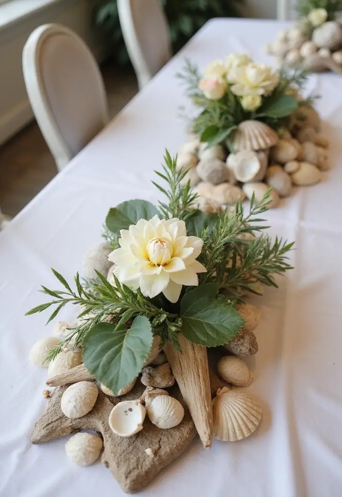 28 Refreshing Beach Wedding Inspiration for a Dreamy Seaside Celebration - 12. Natural Centerpieces