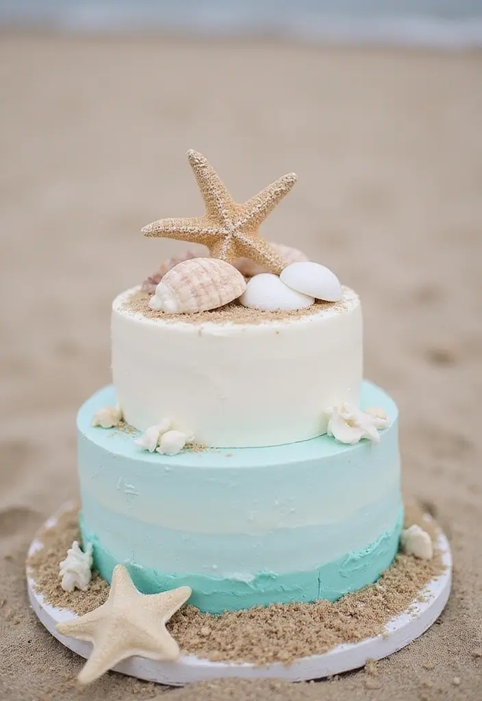 28 Refreshing Beach Wedding Inspiration for a Dreamy Seaside Celebration - 13. Beachy Cake Toppers