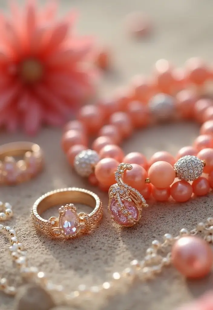 28 Refreshing Beach Wedding Inspiration for a Dreamy Seaside Celebration - 18. Coral-Inspired Accessories