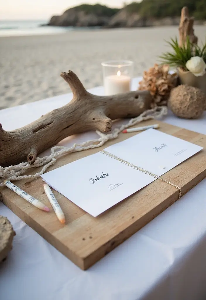 28 Refreshing Beach Wedding Inspiration for a Dreamy Seaside Celebration - 21. Eco-Friendly Guestbook