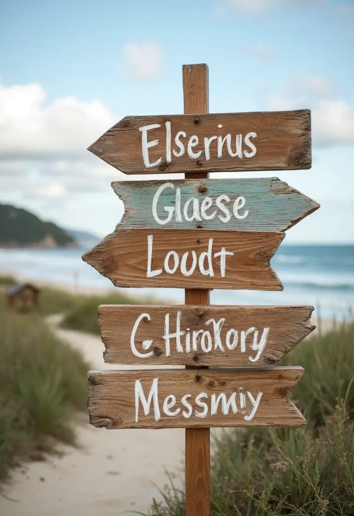 28 Refreshing Beach Wedding Inspiration for a Dreamy Seaside Celebration - 25. Reclaimed Wood Signage