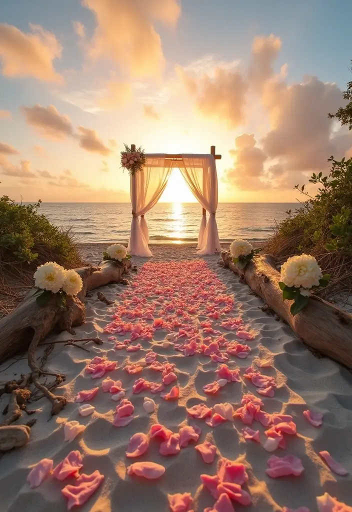 28 Refreshing Beach Wedding Inspiration for a Dreamy Seaside Celebration - 6. Eco-Ceremony Aisles