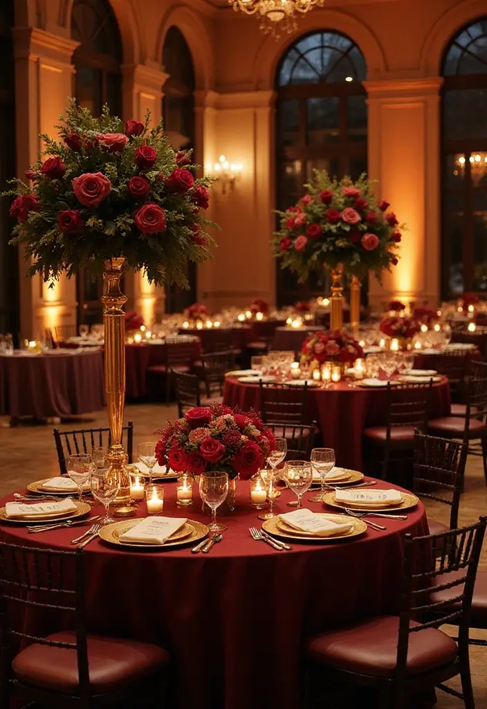 28 Rich Burgundy Wedding Colors for a Bold Statement - 1. Deep Burgundy and Gold