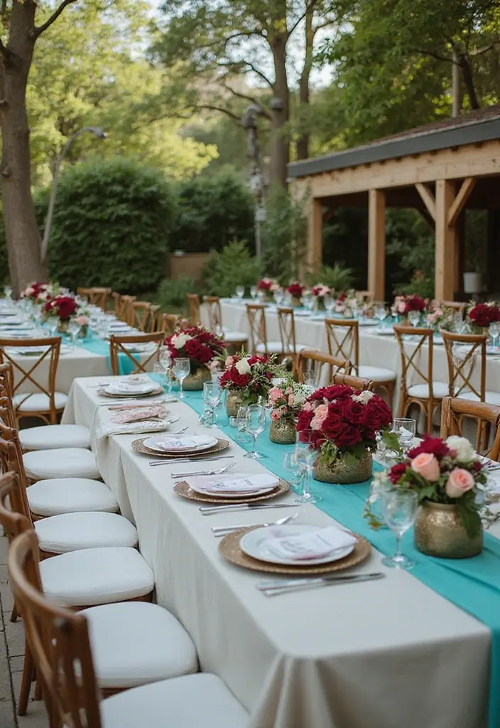 28 Rich Burgundy Wedding Colors for a Bold Statement - 13. Burgundy and Aqua