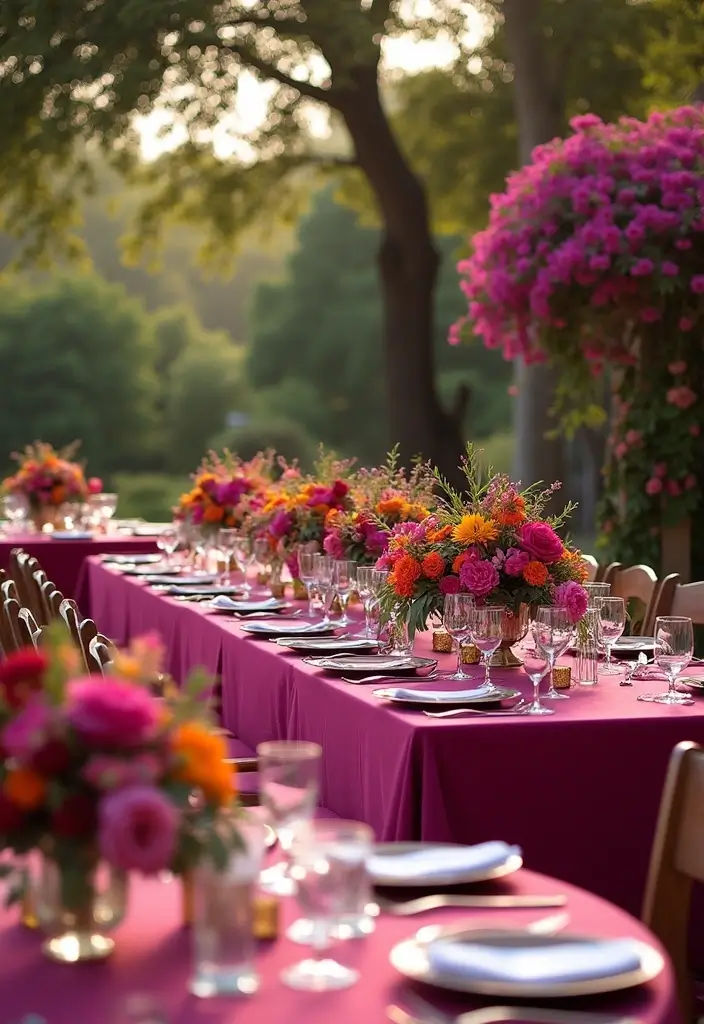 28 Rich Burgundy Wedding Colors for a Bold Statement - 22. Burgundy and Fuchsia