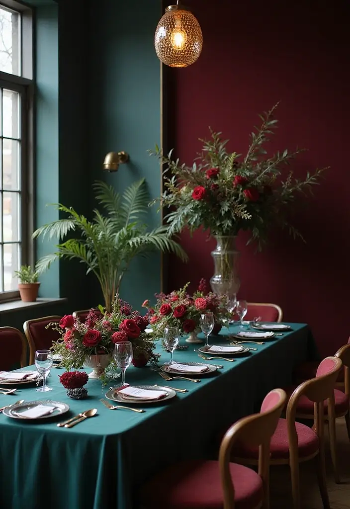 28 Rich Burgundy Wedding Colors for a Bold Statement - 26. Burgundy and Dark Teal