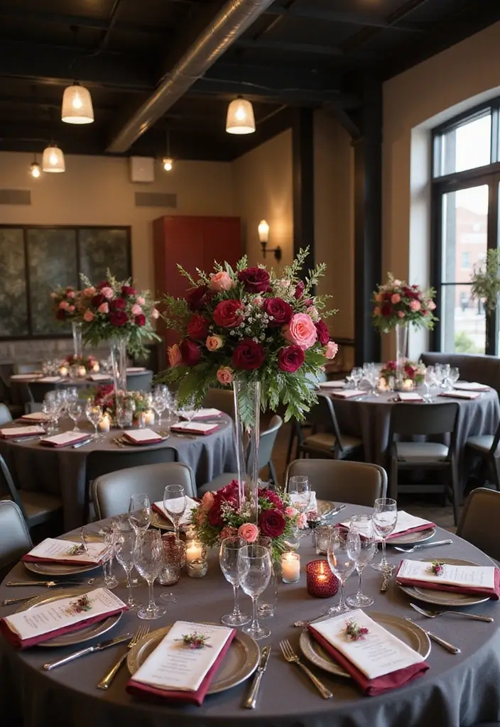 28 Rich Burgundy Wedding Colors for a Bold Statement - 5. Burgundy with Gray