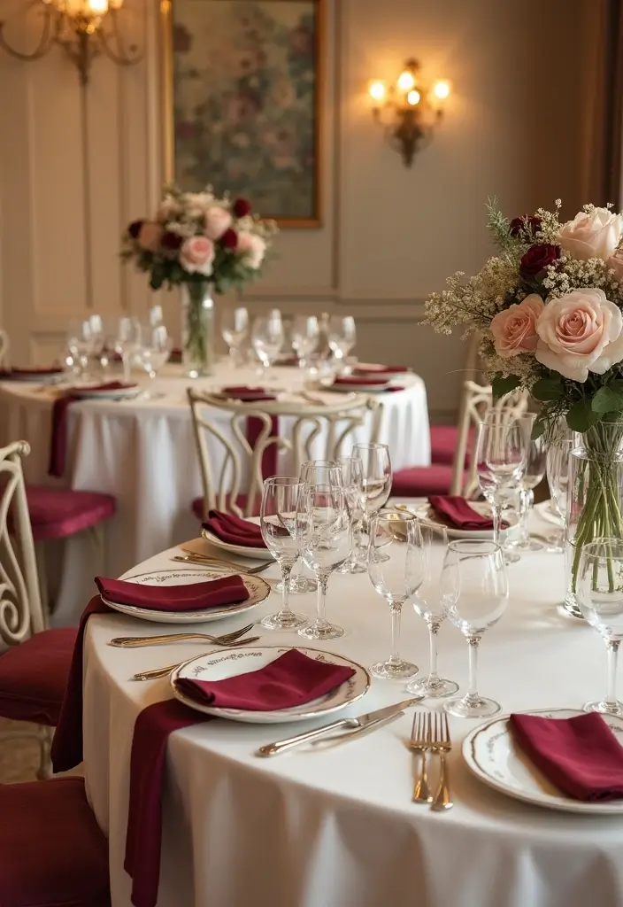 28 Rich Burgundy Wedding Colors for a Bold Statement - 6. Burgundy and Ivory