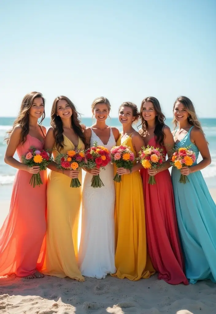 28 Stunning Beach Wedding Photos to Capture Your Seaside Love - 11. Beachy Bridesmaids