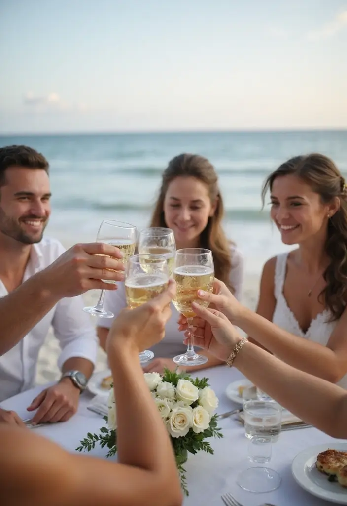 28 Stunning Beach Wedding Photos to Capture Your Seaside Love - 22. Special Toasts