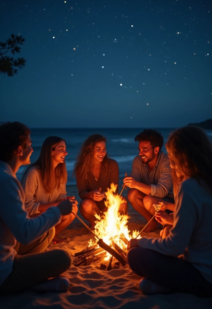 28 Stunning Beach Wedding Photos to Capture Your Seaside Love - 24. Charming Beach Bonfire