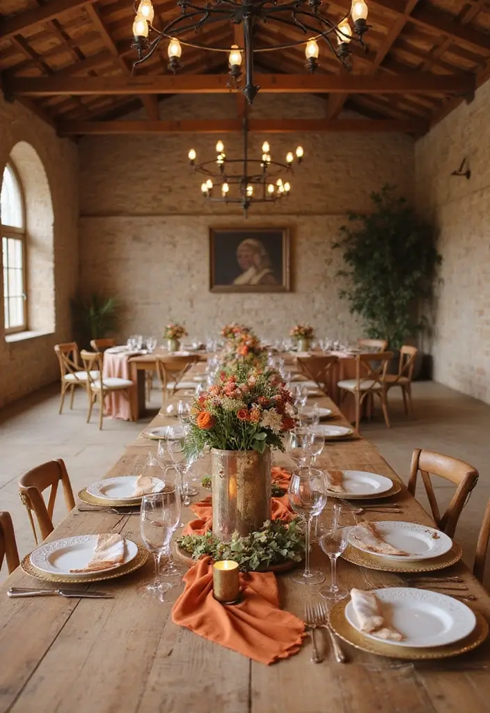 28 Timeless Champagne Wedding Colors Scheme Ideas for Every Season - 15. Terracotta and Champagne: Rustic Charm