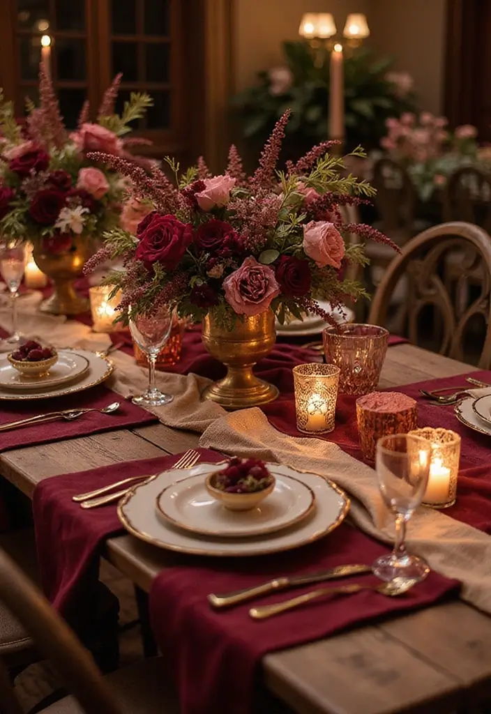 28 Timeless Champagne Wedding Colors Scheme Ideas for Every Season - 5. Burgundy and Champagne: A Luxurious Affair