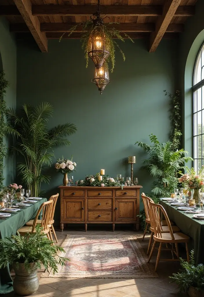 28 Timeless Champagne Wedding Colors Scheme Ideas for Every Season - 9. Forest Green and Champagne: Earthy Elegance