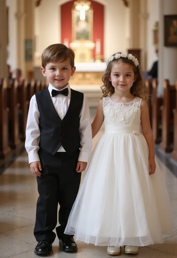 29 Classic Church Wedding Photos to Relive Your Sacred Moments - 20. The Ring Bearer & Flower Girl