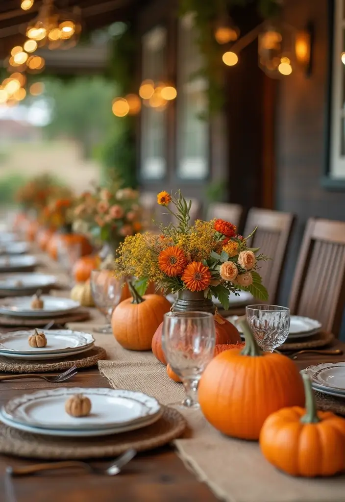 29 Cozy Fall Wedding Inspiration for a Warm and Elegant Atmosphere - 18. Seasonal Table Decor