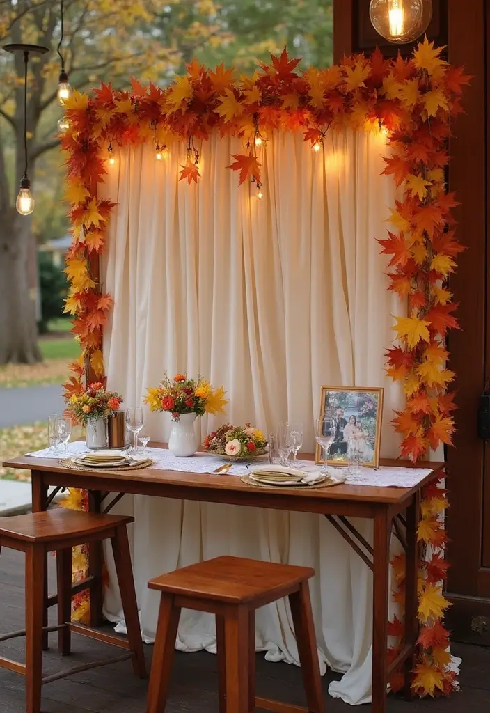 29 Cozy Fall Wedding Inspiration for a Warm and Elegant Atmosphere - 21. DIY Photo Booth