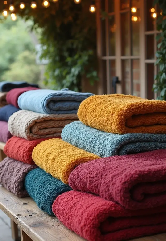 29 Cozy Fall Wedding Inspiration for a Warm and Elegant Atmosphere - 26. Cozy Blanket Stations