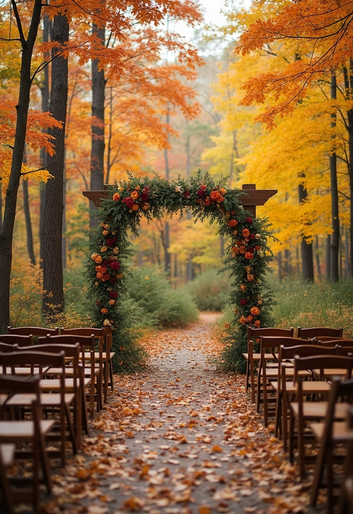 29 Cozy Fall Wedding Inspiration for a Warm and Elegant Atmosphere - 5. Outdoor Ceremonies