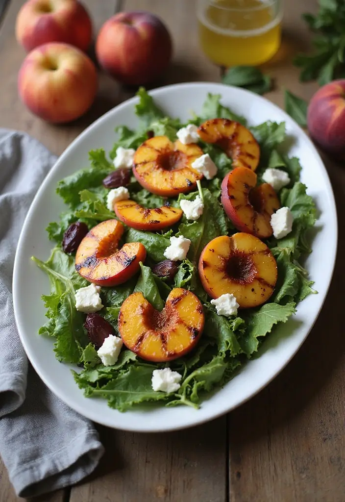 29 Delicious BBQ Wedding Reception Food Ideas for Outdoor Parties - 11. Grilled Peach Salad