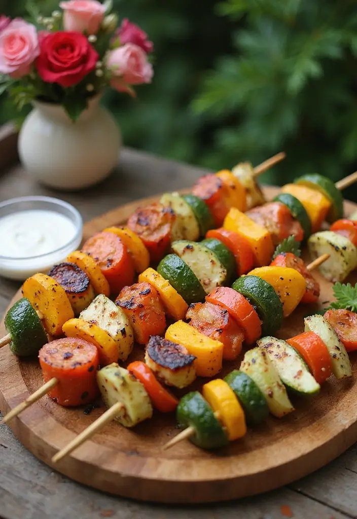 29 Delicious BBQ Wedding Reception Food Ideas for Outdoor Parties - 3. Grilled Vegetable Skewers