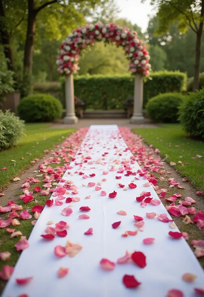 29 Elegant Aisle Flowers Wedding Ideas to Beautify Your Ceremony - 1. Classic Rose Petals