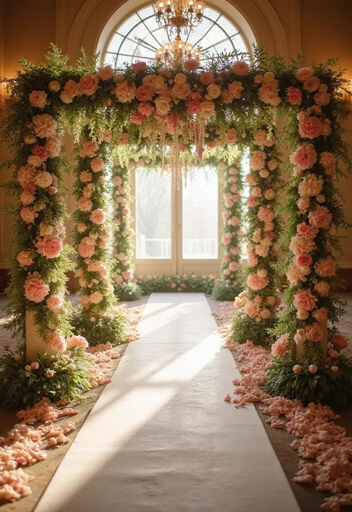 29 Elegant Aisle Flowers Wedding Ideas to Beautify Your Ceremony - 12. Floral Pillars